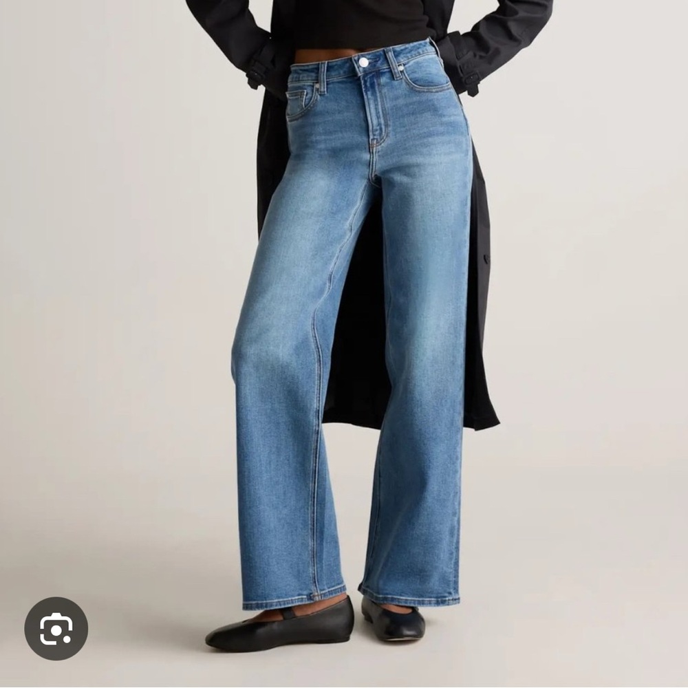 QUINCE Bella stretch wide leg jeans, 30, medium wash